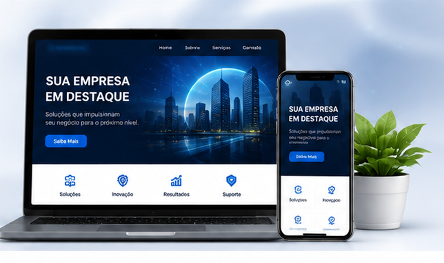 Criação de sites profissionais para empresas em computadores e dispositivos móveis